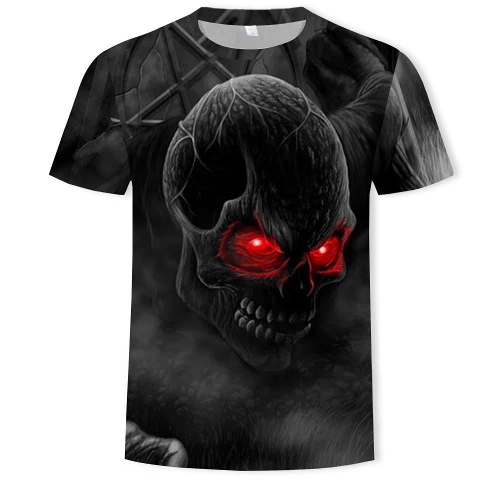 Summer Round Neck 3D Skeleton Print Top Fashionable Casual Short Sleeved Men's T-shirts