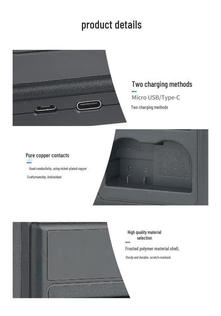 EN-EL15 Charger for Nikon D800, D780, D810, D7200, D7000, D7100, D610.