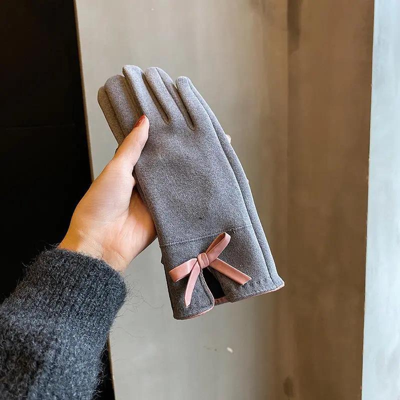 Women's Gloves Winter Warm Thickened Velvet Windproof Gloves Autumn Driving Cold Proof And Warm Touch Screen Split Finger