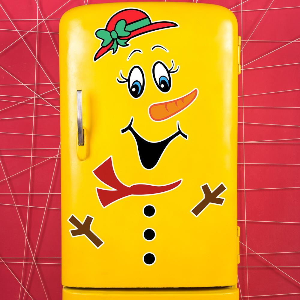 Magnetic refrigerator stickers with snowman image for Christmas. christmas decoration.