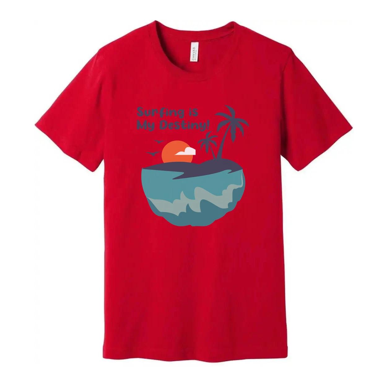 Surfing Is My Destiny Graphic Tee For Unisex Short Sleeve Island Sunset Beach Sc M