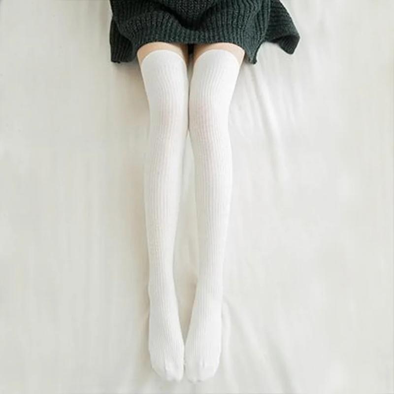 Women's Winter High Stockings Warm over Knee Soft Wool Stockings Cotton Striped Long Socks Thigh Stocking Lolita Thick Warm Sock