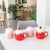 450ML Capacity Strawberry Mug Pink Color Ceramic Mug Cute Design Porcelain Mug  Student Use