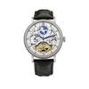 TIME100 Luxury Men's Automatic Skeleton Watch with Stainless Steel and Genuine Leather Band, 50M Water Resistance (Silver)