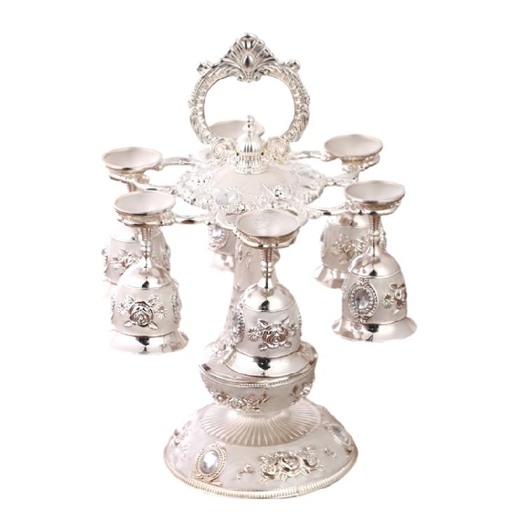 

Sophisticated Wine Pourer And Cup Collection Wine Goblet With Artistic Detailing Beverage Container