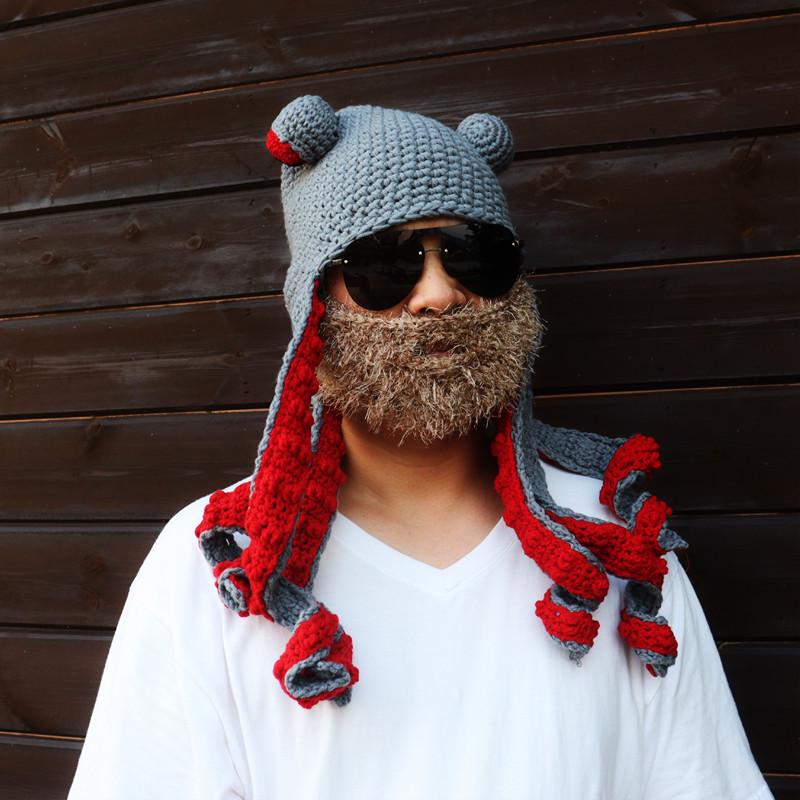 Adult Halloween Crochet Octopus Headgear - Funny Wool Yarn Hat