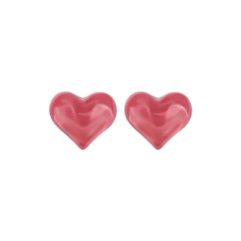Jelly Color Pink Heart Stud Earrings for Women Trendy Cute Acrylic Earrings Girls Sweet Romantic Party Jewelry