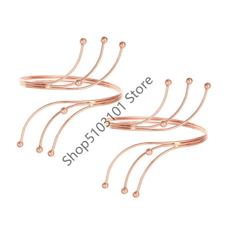 2pcs Upper Arm Bracelet Metal Coil Spiral Shape Armband Cuff Fashion Simple Arm Bangle Armlet Adjustable for Women Girl
