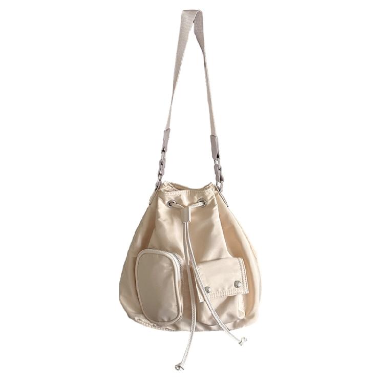 Spacious Nylon Bucket Bag for Women Shoulder Bag Female Top Handle Crossbody Bag 1 бежевый