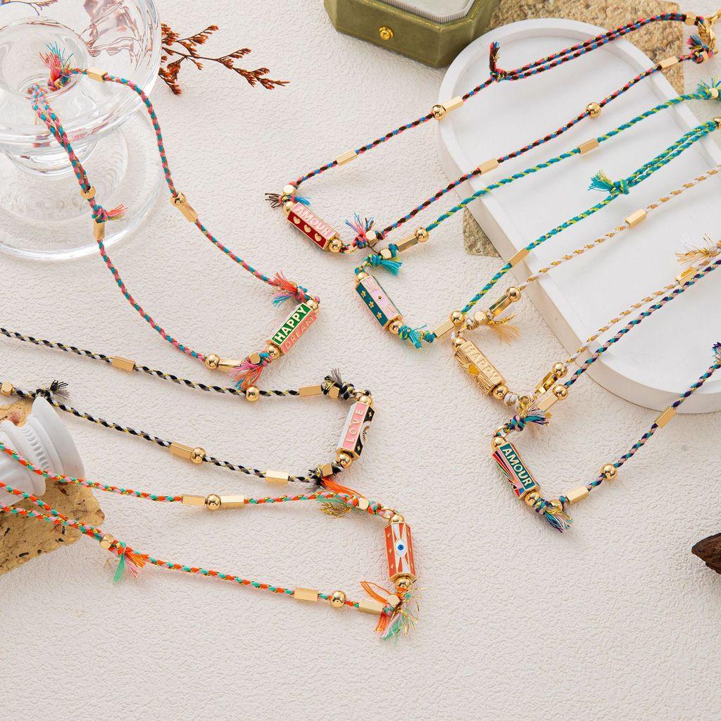 Vintage Graffiti Letter Necklace With Copper Metal Pendant For Women