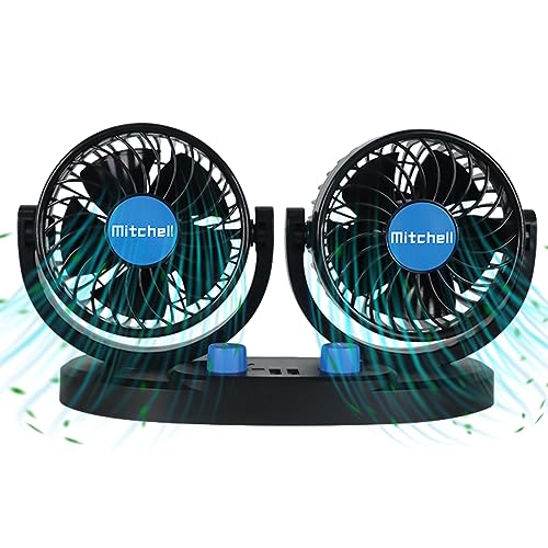 PORAXY Car Fan for Dash Boats, Car Fan, Console Electric Fan with USB Port, Individual Switch Specification, 12V, Air Flow Adjustment, Angle Adju