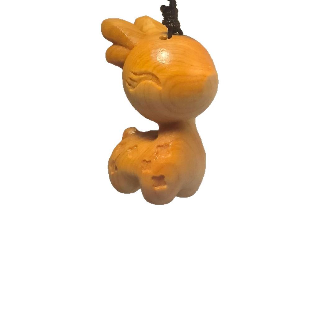 Cliff Cypress Wood Carving Deer Keychain Pendant