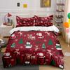 Christmas Santa Reindeer Pattern Bedding Duvet Cover Set Duvet Cover Pillowcases  (1*Duvet Cover 2*Pillowcases, Without Duvet Insert)