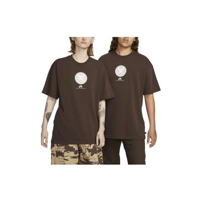 SB X Yuto SS23 Skateboard Logo Print Round Neck Short Sleeve T-Shirt Unisex Tops Brown FN0670-237