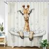 1Pc Whimsical Giraffe Bubble Bath Shower Curtain - Playful Watercolor Animal Humor Design, Durable Polyester Fabric
