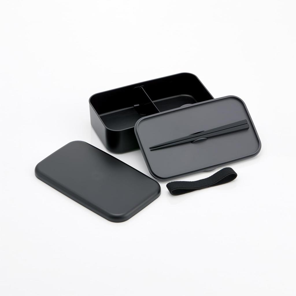 Skater PLB10HB Biomass Bento Box with Large Capacity Lunch Belt Dishwasher and Microwave Made in Ash Black Chopsticks, 1000ml, Included, Safe, Japan,