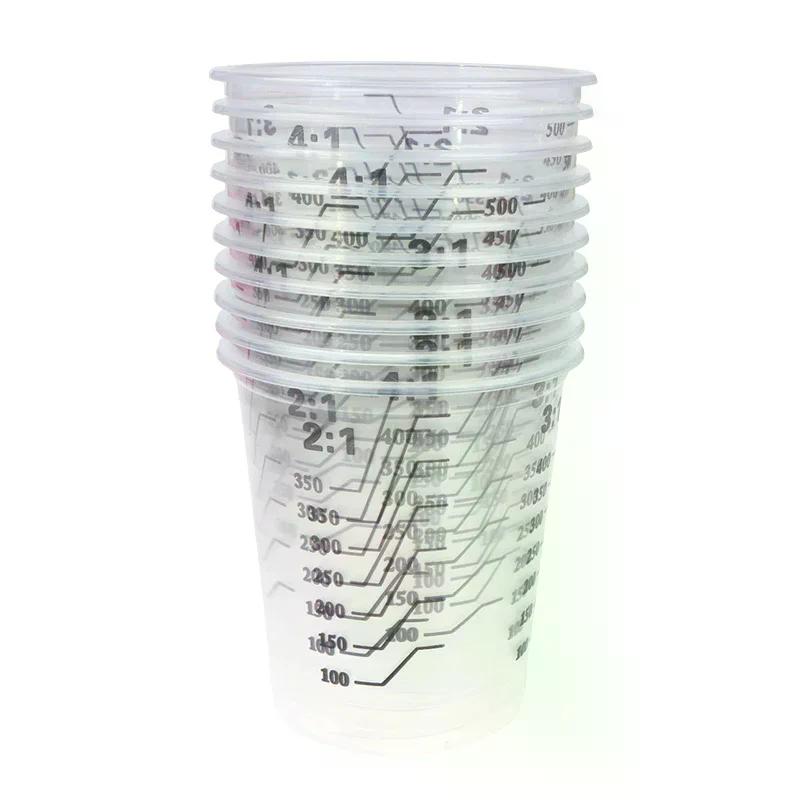 10 Stück 500ml Einweg Klare Kunststoff Farbe Mischbecher Mischtopf Farbe Mischkalibrierter Becher