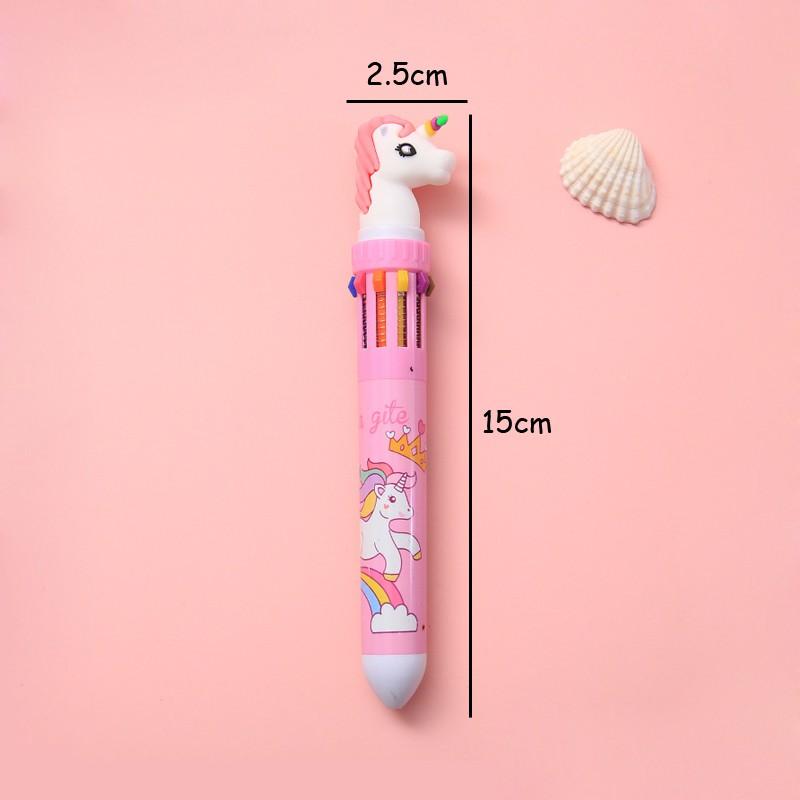 10 Colors Ballpoint Pen Cute Cartoon Dinosaur Color Retractable Pen Multicolor in 1