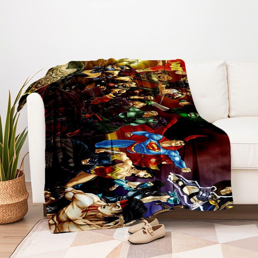 Superheldenstrijd: Epic Comics Kunstprint Dekentje Flanellen Plaid voor Bank, Bed, Reizen, Kamperen, Kantoor, Bankstel, Stoel