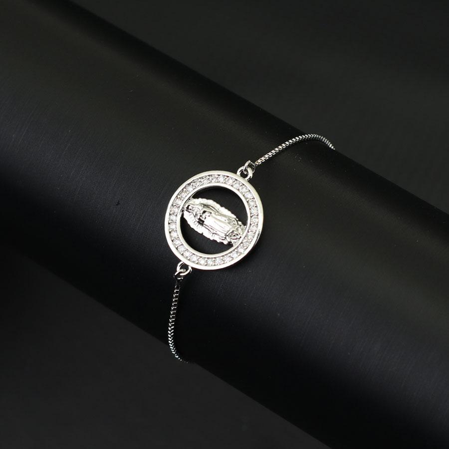 

Браслет Девы Марии из циркония для мужчин и женщин с геометрическим орнаментом, цепочка, роскошный серебряный браслет на руку, регулируемый дизайн со шнурком