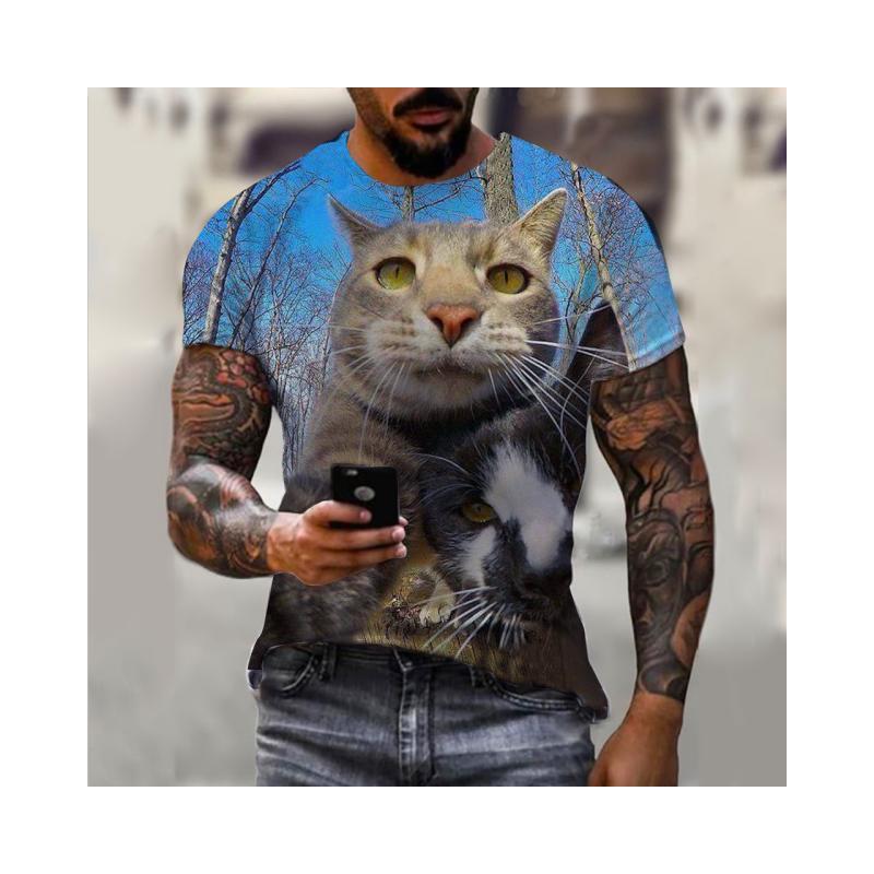 

Летняя мужская футболка с 3D-принтом, забавная футболка с изображением животных, модная повседневная свободная футболка с коротким рукавом и круглым вырезом в стиле хип-хоп, топ больших размеров 6XL
