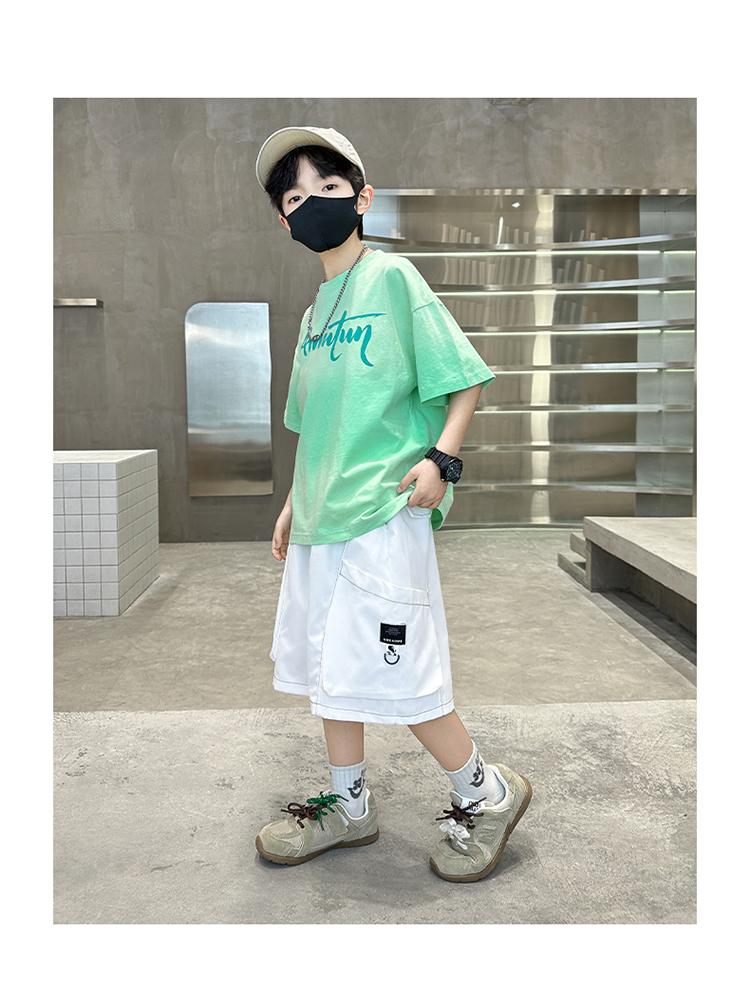 Boys' Summer Outfit Set 2026 New Trendy Children's Summer Tie Dye Gradient Short Sleeved Two-piece Set for Boys' Handsome Children's Clothing