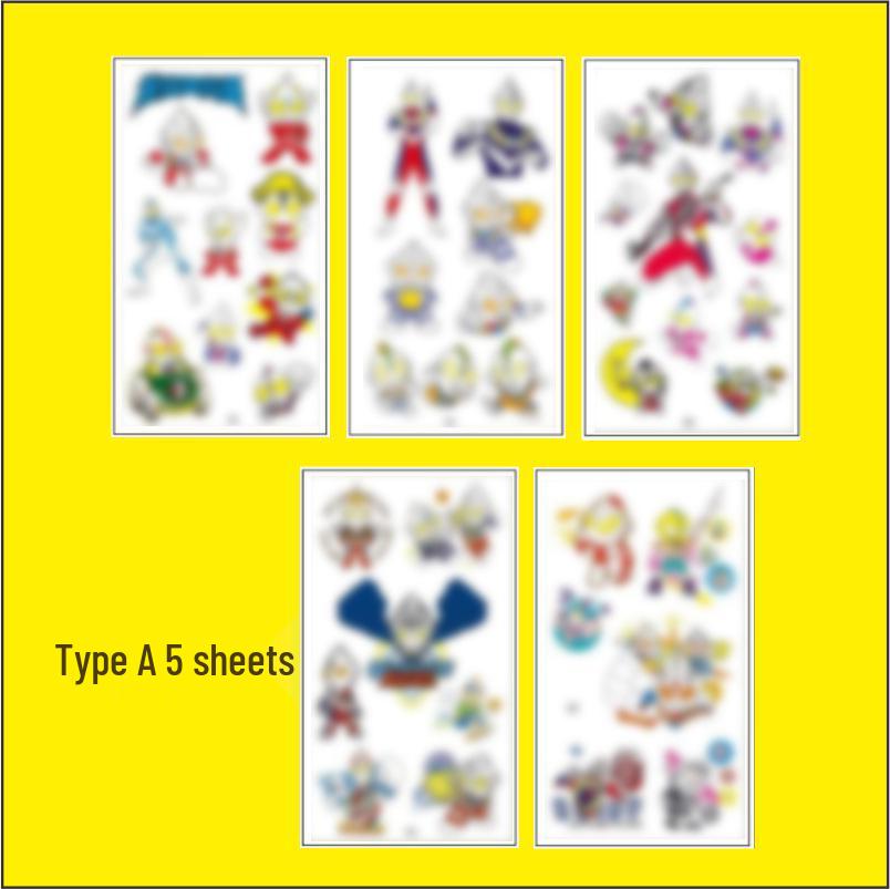 Non-toxic Ultraman & Superman Cartoon Tattoo Stickers for Kids - Semi-permanent and Safe