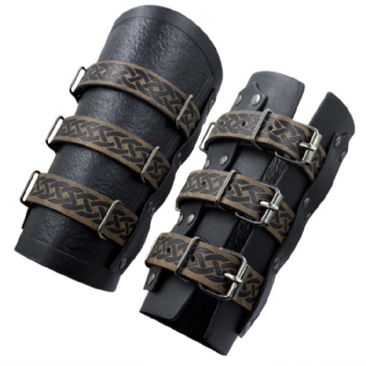 2lots Gothicism Leather Wristband Medieval Armors Bracers Unisex Wrist Bracers for Cosplayers and History