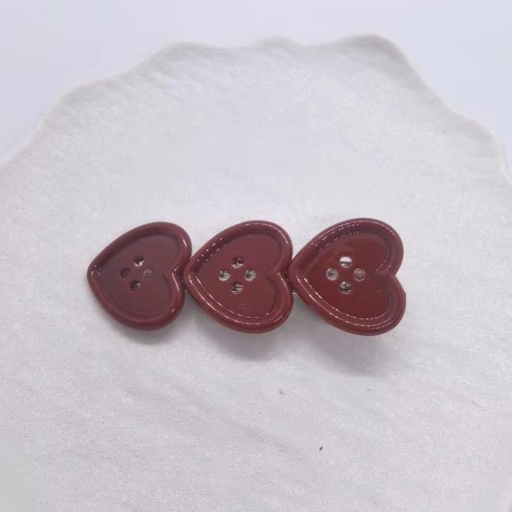 Süße Karomuster Liebe Knopf Haarspange Seitenpony Girly Niedlich Entenschnabel-Clip Haaraccessoires