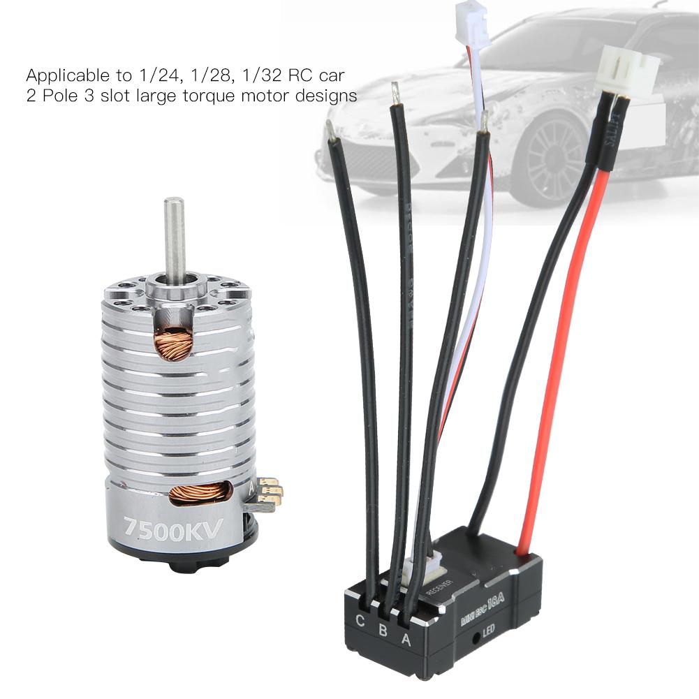 1410 Brushless Motor 18A Black ESC RC Replacement Accessory Spare Part(Titanium Color 7500KV )