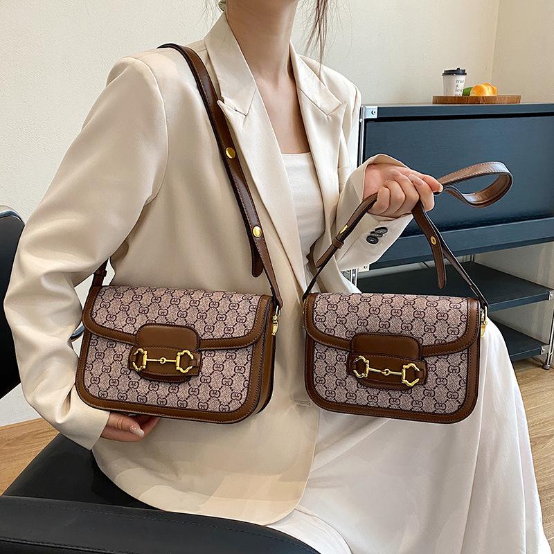 Women's Bag New Trendy Versatile Printed Shoulder Messenger Bag High Texture Retro Saddle Bag Bags