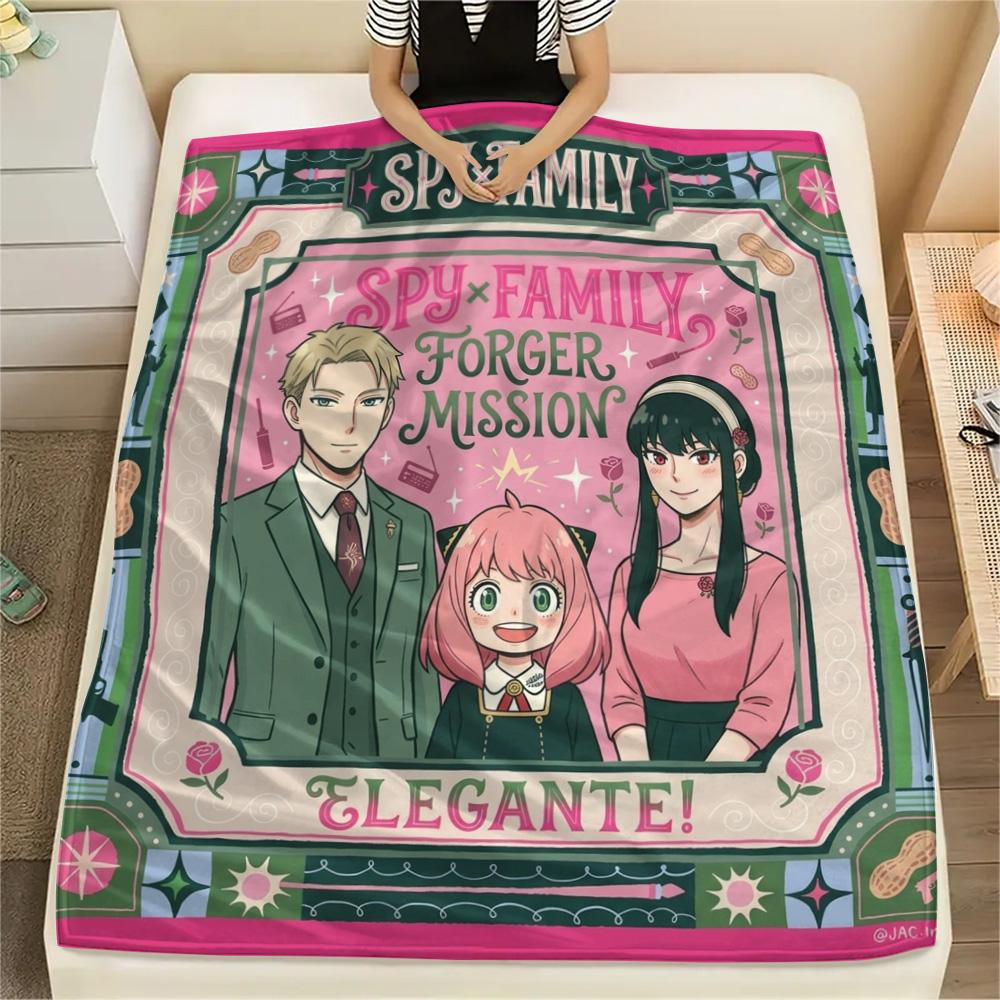 1 Stück Spy Family Gemusterte Flanelldecke Geeignet für Alle Jahreszeiten Für Heimdekoration Wärme Und Komfort Geschenke Feiertagsgeschenk