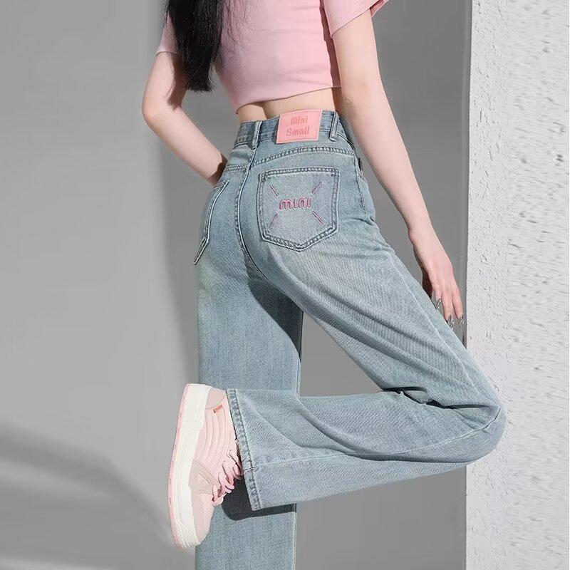 

Women s Light Blue Denim Wide-Leg Pants - 2024 Summer New Arrival, Unique Style Large синий
