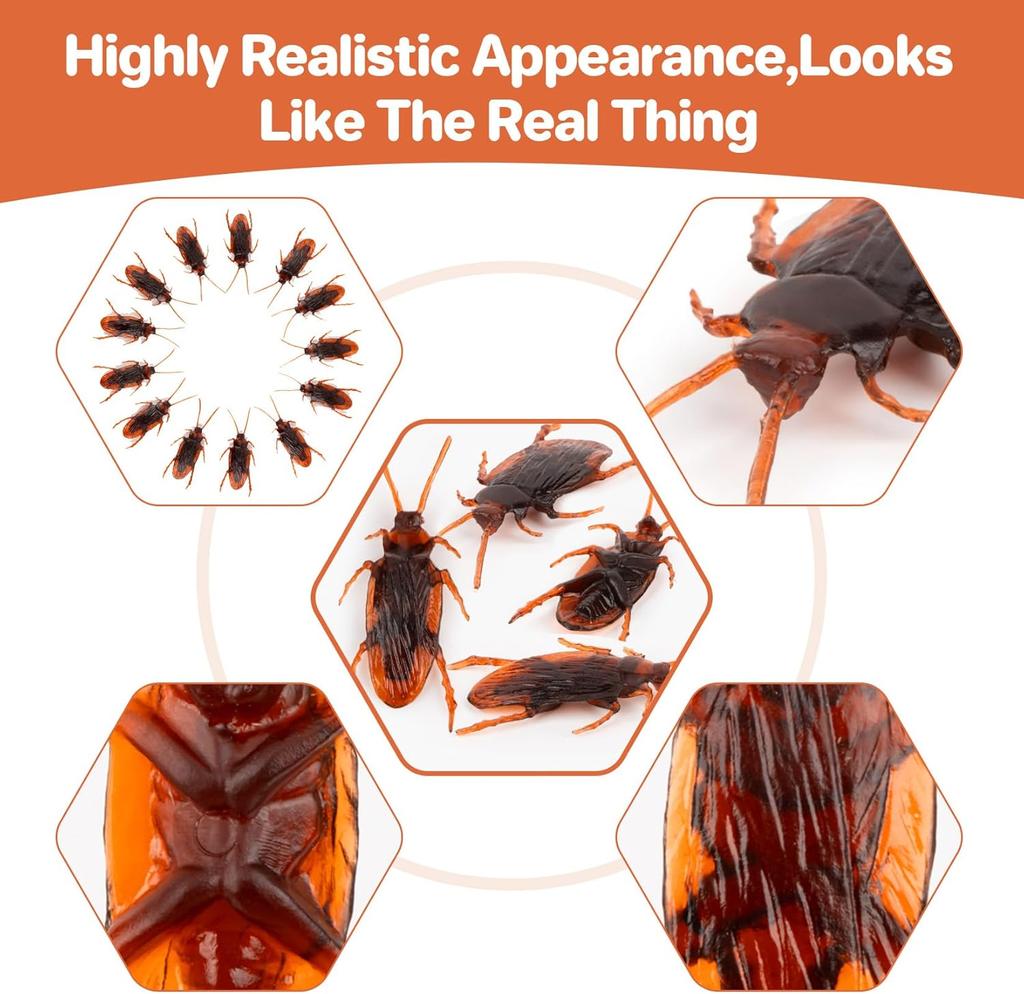 Fake Kakerlaken Spielzeug Set, Realistische Fake Kakerlaken Tolle Möglichkeit, einen Streich zu spielen, Falsche Kakerlaken für Halloween Streichspielzeug, Kinder Trick Witzspielzeug Erwachsene
