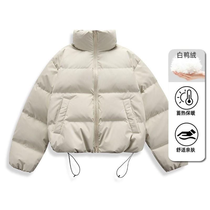 Mens Winter Down Jacket Stand Collar Warm Puffer Coat 90% White Duck Loose Fit Short Length Cold Weather