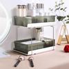 2 Layers Desktop Organizer Cosmetic Holder Stainless Steel Frame Rustproof Modern Multifunctional