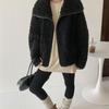 Women's Lambswool Coat: Autumn Winter 2025 New Loose Slimming Casual Plus Velvet Thickened Leather-Fur Integrated Top
