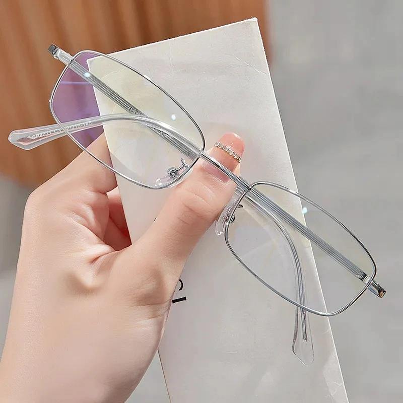 

New Fashion Small Square Frame Eyeglasses for Women Retro Sliver Eyeglasses Clear Reading Spectacle Blue Light Blocking Eyewear