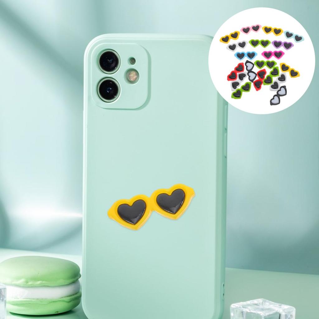 Ibasenice Set of 40 Heart Sunglasses and Eyeglasses Resin Charms and Cabochons, 4.2cm, for DIY Handmade Crafts, Smartphone Cases, Hair Accessories,