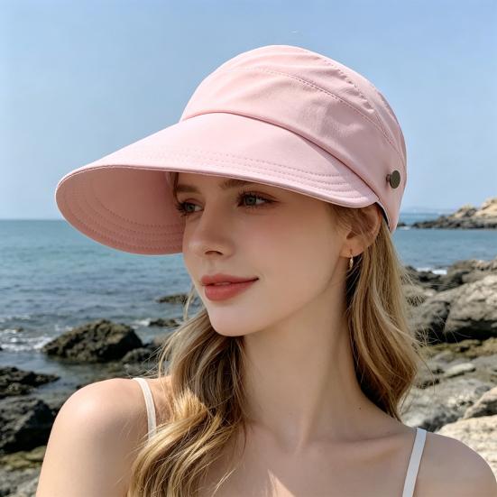 Empty Top Sun Hat for Women, Adjustable Straps Extended Brim Outdoor Hat, Lightweight Breathable Sun Protection Hat for Sports And Exercise