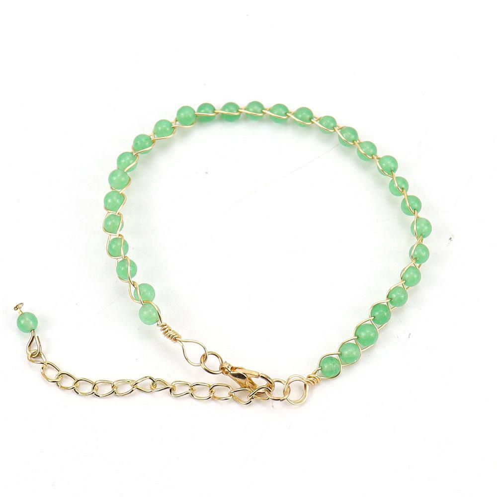Personalized Handmade Gold Wrapped Agate Bead Crystal Bracelet Women'S Adjustable B75