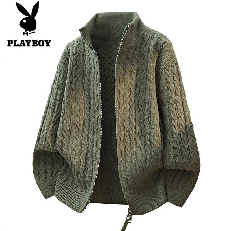 PLAYBOY Old Money Cable Knit Cardigan Sweater