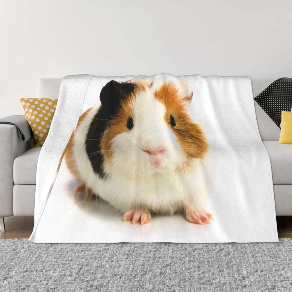 Guinea Pig Flannel Blanket Lovely Cartoon Animal Red Strawberry Blankets for Couch Bed Sofa Pet Hamster Floral Throw Blanket