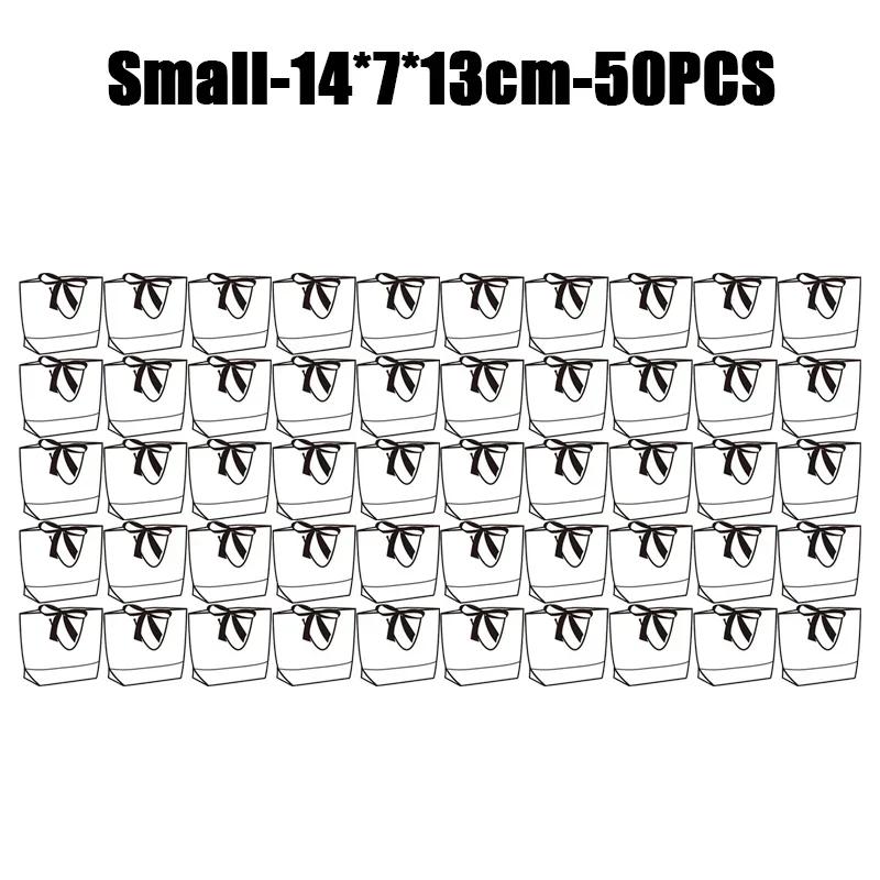 Portable Shopping Handbag White Cardboard Paper Tote With Black Border Gift Packing Bags Large Capacity Sundries Storage