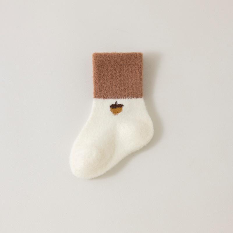 Mink Cashmere Thick Winter Mid-Calf Socks: Warm, Velvet-Lined, Solid Colors for Boys & Girls