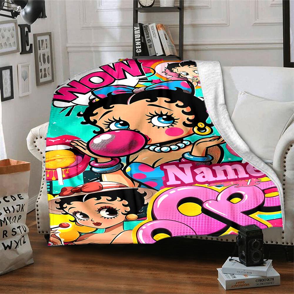 Custom Name Betty Boop Dance Party Party Blanket For Couch Bed Plush Cozy Fuzzy Blanket Super Soft Warm Blankets For Fall And Winter 09166