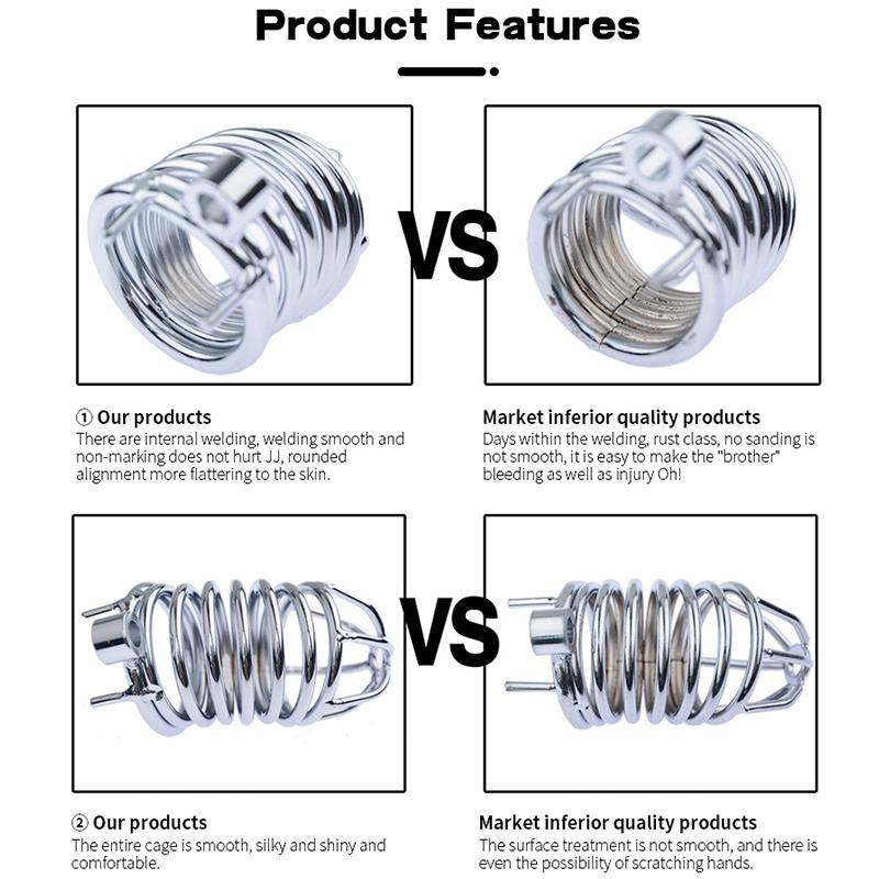 RUNYU Adult Sextoy Tooys Men'S Metal Penis Chastity Cage Adjustable Cock Ring Restriction Punitive Stainless Steel Lock Sex Toy