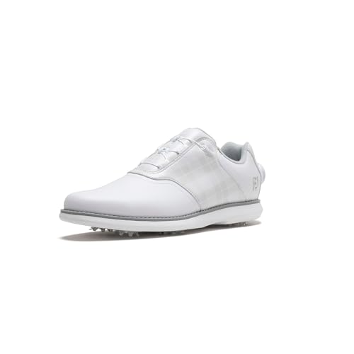 FootJoy E-Comfort Boa Spiked Golf Shoes, Women s, 98773J, White/White/Gray, Size 22.5cm, 3E