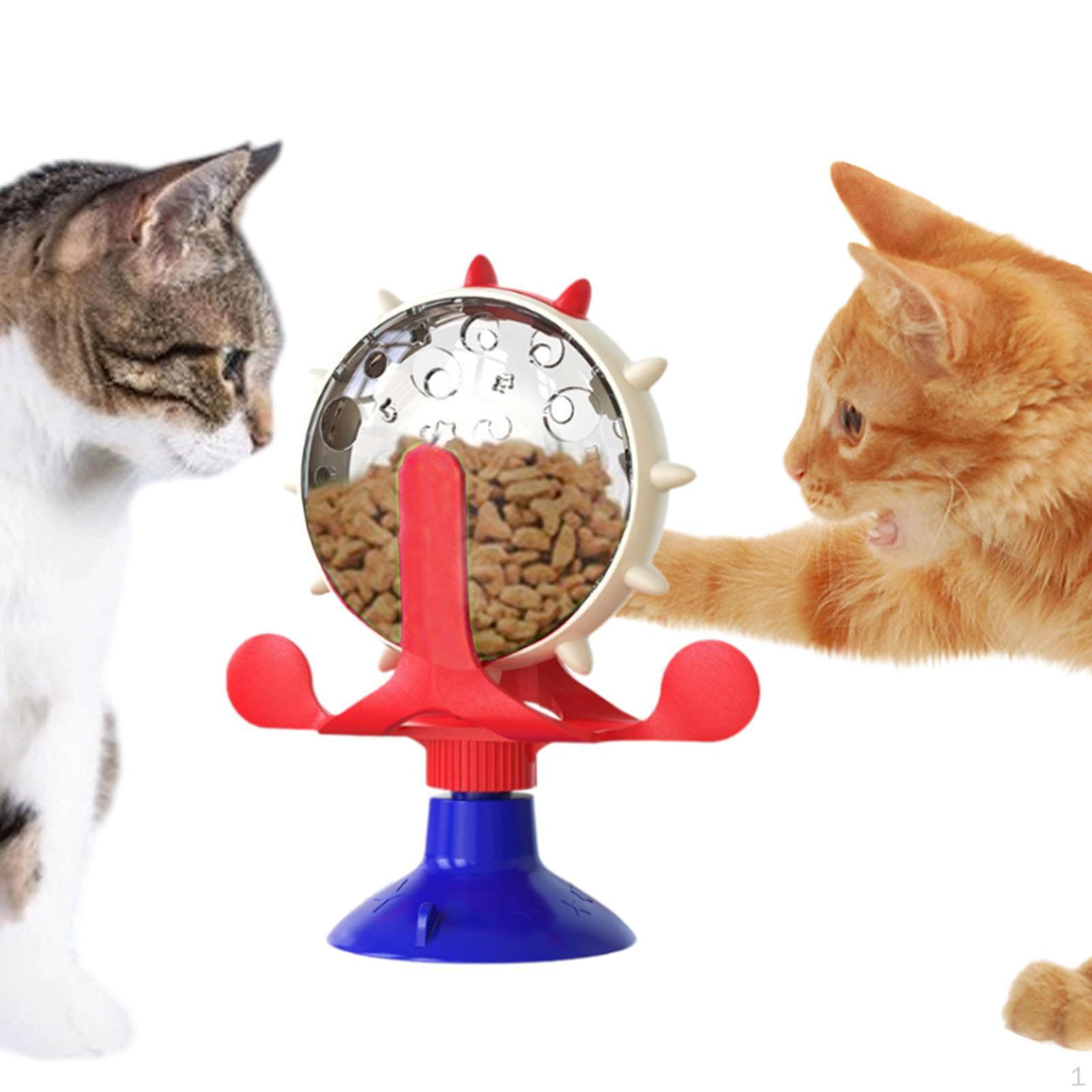 

Игрушка-дозатор для кошачьих лакомств, против переедания, раздача еды, упражнения, небесное колесо, нескользящее, для маленьких и Blue Red
