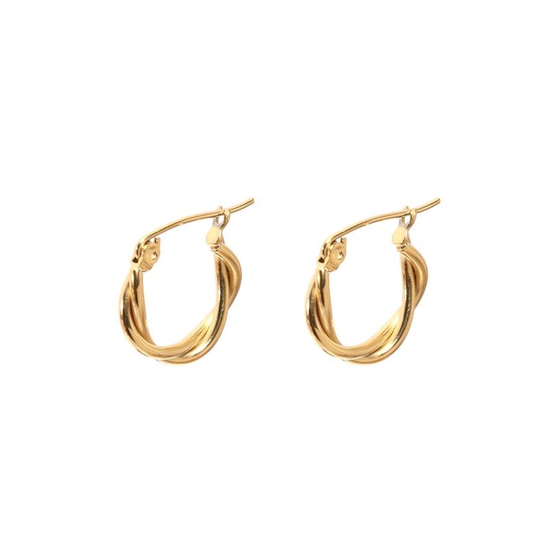 JOOLIM  High End 18K Gold Plated Twisted Stainless Steel  Hoop Earring Jewelry Fashion Trendy